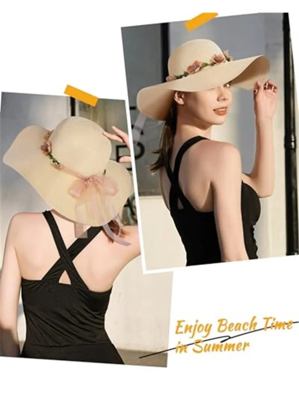 Beach Hat for Women Wide Brim Sun Straw Hats for Women Sun Hat Womens UPF 50+